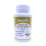 POWERVIT Huile de Foie de Morue 500mg 60 Gélules Oméga-3 Vitamines A D Immunité Croissance Vision Os Solides