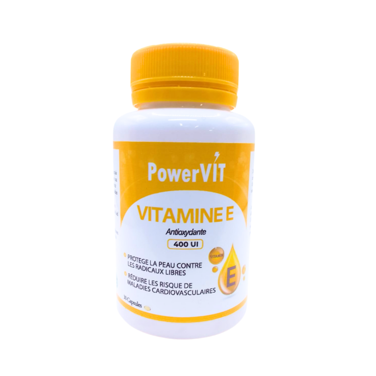 POWERVIT Vitamine E 400UI 30 Capsules Antioxydant Puissant Peau Jeune Anti-Âge Immunité Protection