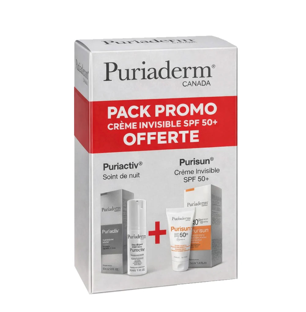 PURIADERM Pack Promo Puriactiv Soin de Nuit + Purisun Crème Invisible SPF50+ OFFERTE Routine Complète PURIADERM Pack Promo Puriactiv Soin de Nuit + Purisun Crème Invisible SPF50+ OFFERTE Routine Complète