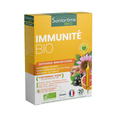 SANTAROME Immunité BIO 20 Ampoules Complément Alimentaire Défenses Naturelles SANTAROME Immunité BIO 20 Ampoules Complément Alimentaire Défenses Naturelles