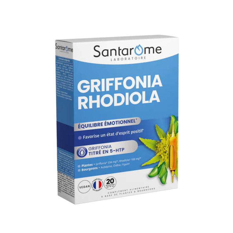 Santarome Griffonia Rhodiola 20 Ampoules Stress Humeur Vitalité