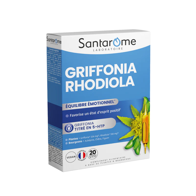 Santarome Griffonia Rhodiola 20 Ampoules Stress Humeur Vitalité Santarome Griffonia Rhodiola 20 Ampoules Stress Humeur Vitalité