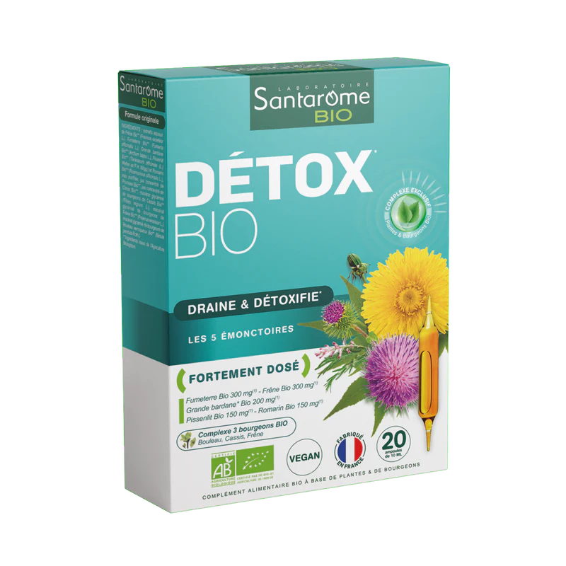 SANTAROME Détox BIO 20 Ampoules Complément Alimentaire Drainage Détoxification Naturel SANTAROME Détox BIO 20 Ampoules Complément Alimentaire Drainage Détoxification Naturel