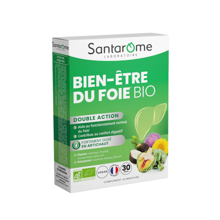 SANTAROME Bien-Être Du Foie BIO 30 Gélules Pissenlit Artichaut Radis Noir Détoxification Digestion