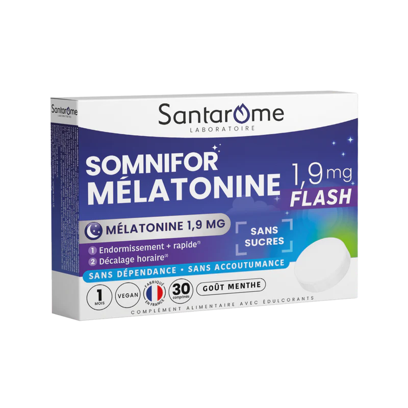 SANTAROME Somnifor Mélatonine 1,9mg 30 Comprimés Sommeil Endormissement Relaxation Repos SANTAROME Somnifor Mélatonine 1,9mg 30 Comprimés Sommeil Endormissement Relaxation Repos