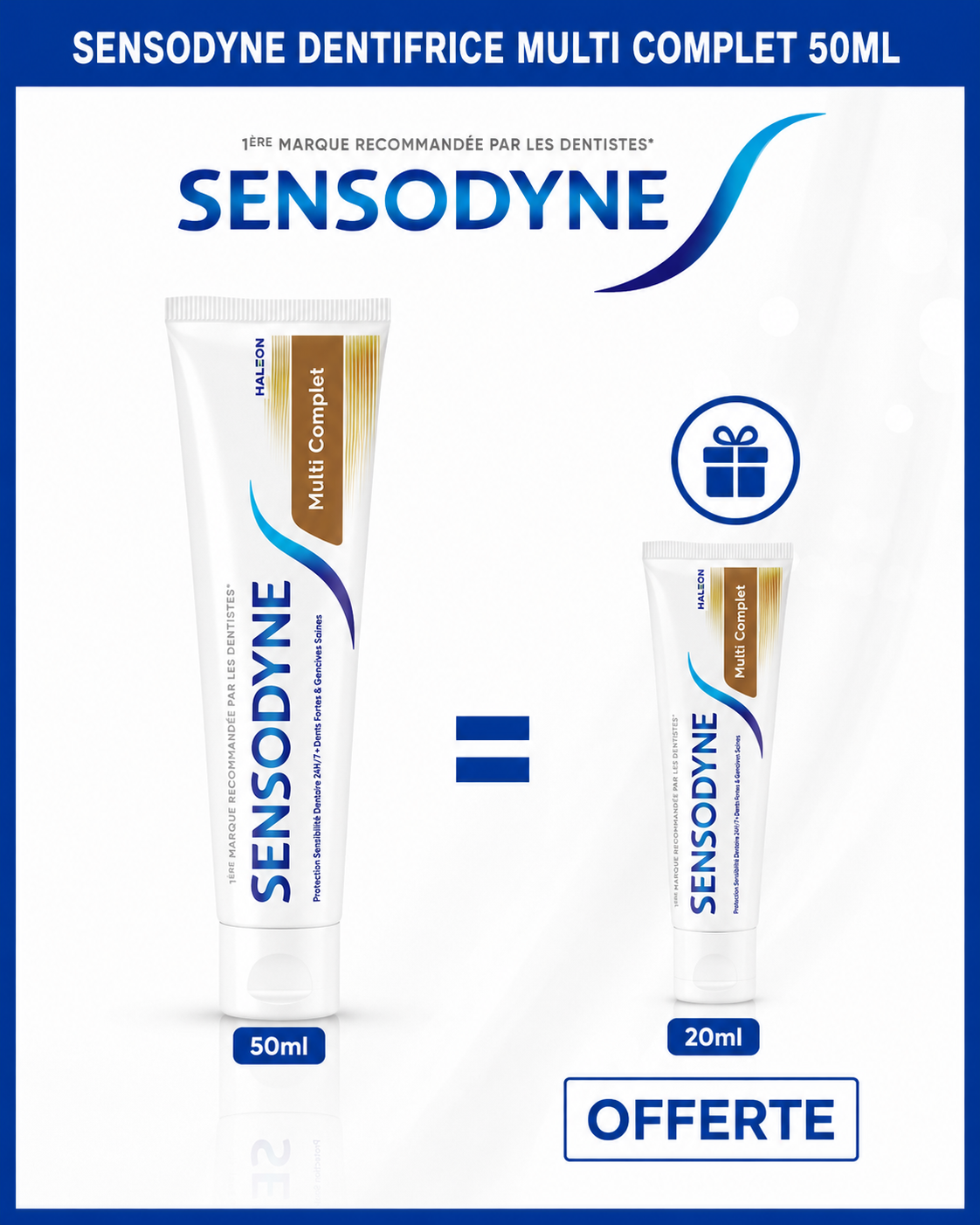 Sensodyne Dentifrice Soin multi Complet 50 ml = multi Complet 20 ml Sensodyne Dentifrice Soin multi Complet 50 ml = multi Complet 20 ml