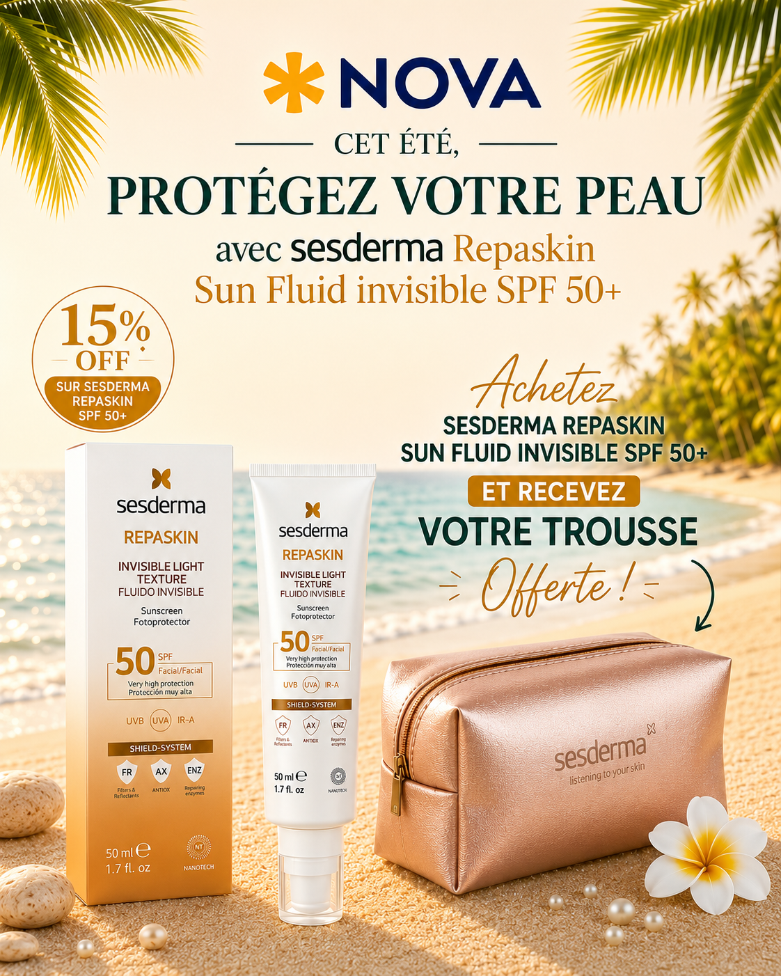 Sesderma Repaskin Sun Fluide Invisible SPF50+ 50ml Visage = TROUSSE OFFERTS Sesderma Repaskin Sun Fluide Invisible SPF50+ 50ml Visage = TROUSSE OFFERTS