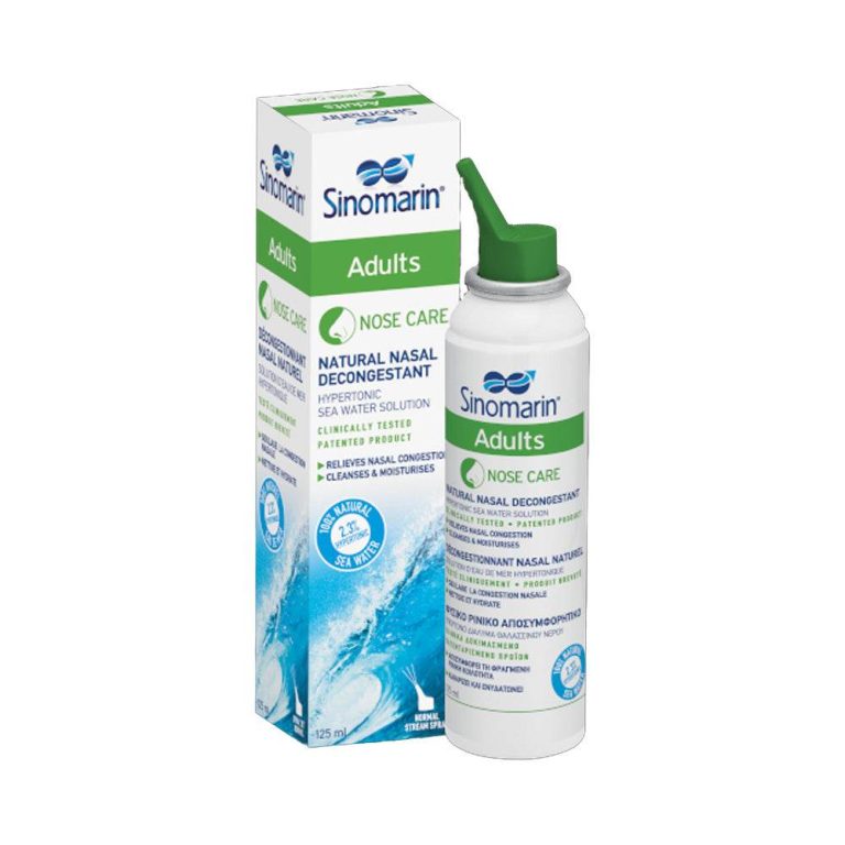 SINOMARIN Nose Care Adults 125ml Spray Nasal Eau de Mer 100% Naturel Congestion Nasale Rhinite Sinusite Hygiène Quotidienne