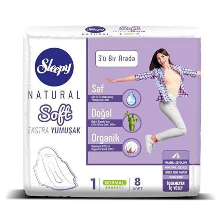 Sleepy Natural Extra Soft Normal 3 in 1 Pads 8 Pièces