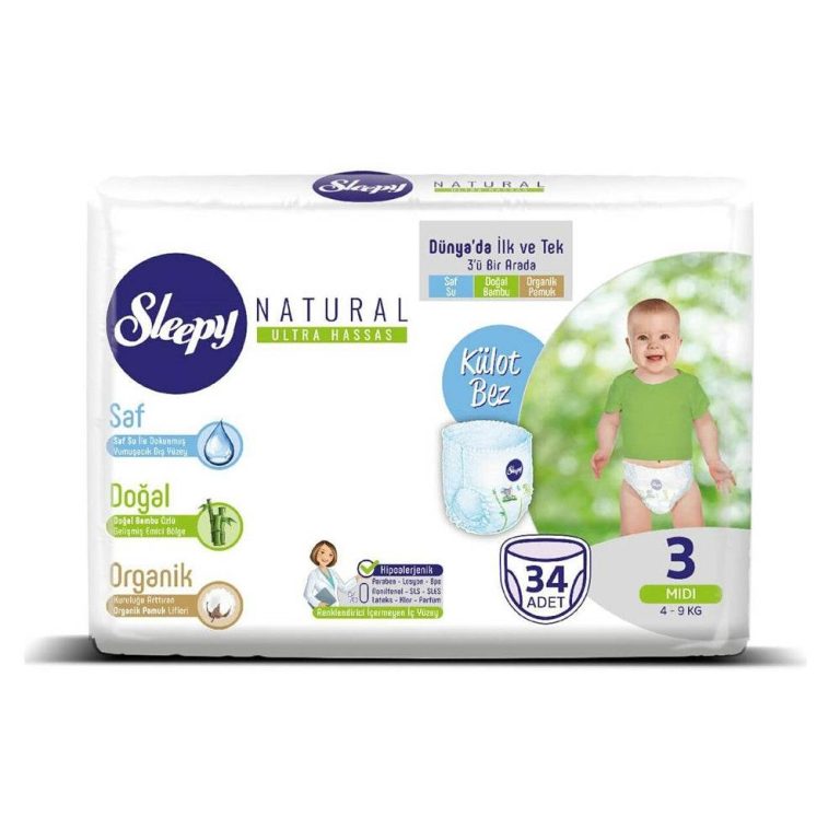 Sleepy Natural 3 Pants Midi 4-9kg 34 Pièces