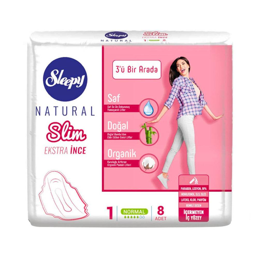 Sleepy Natural Slim Extra Thin 3 in 1 Normal Pads 8 Pièces Sleepy Natural Slim Extra Thin 3 in 1 Normal Pads 8 Pièces