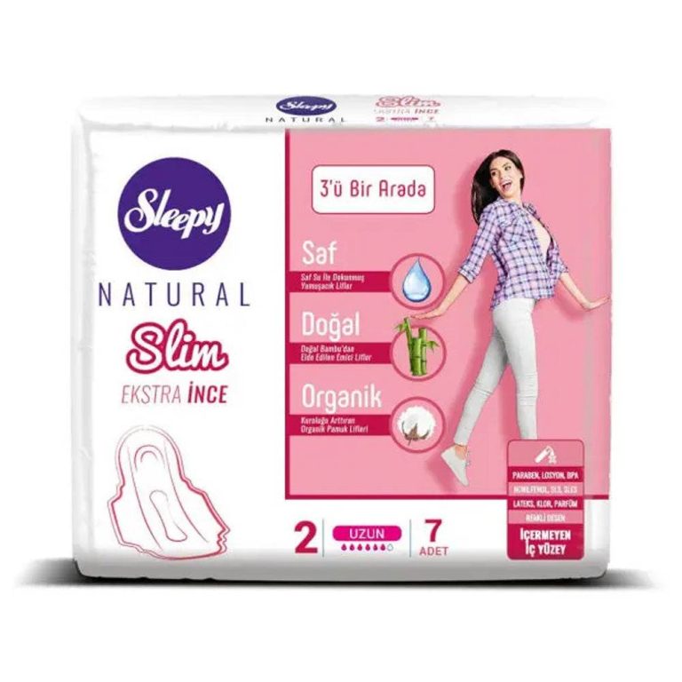 Sleepy Natural Slim Extra Thin 3 in 1 Long Pads 7 Pièces