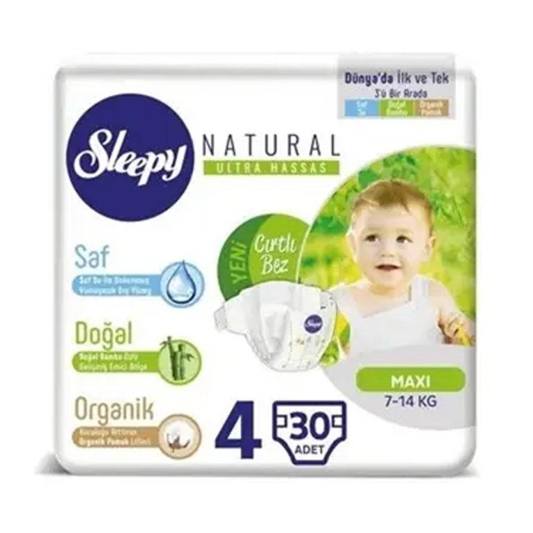 Sleepy Natural 4 Couches Maxi 7-14kg 30 Pièces