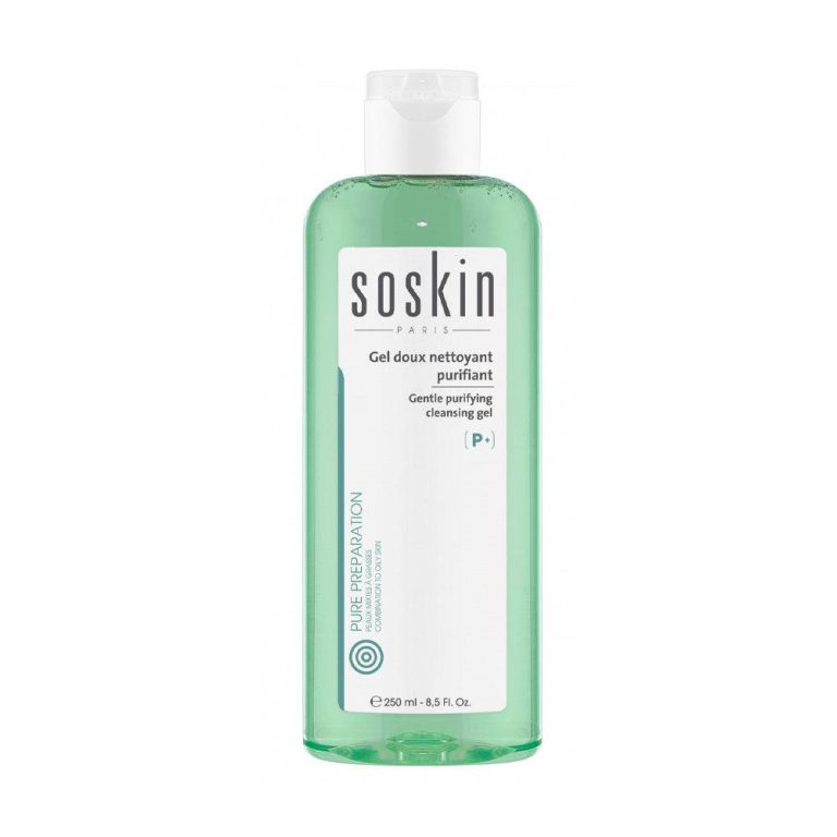 SOSKIN Gel Doux Nettoyant Purifiant  Peaux Mixtes Grasses Élimine Impuretés Texture Onctueuse