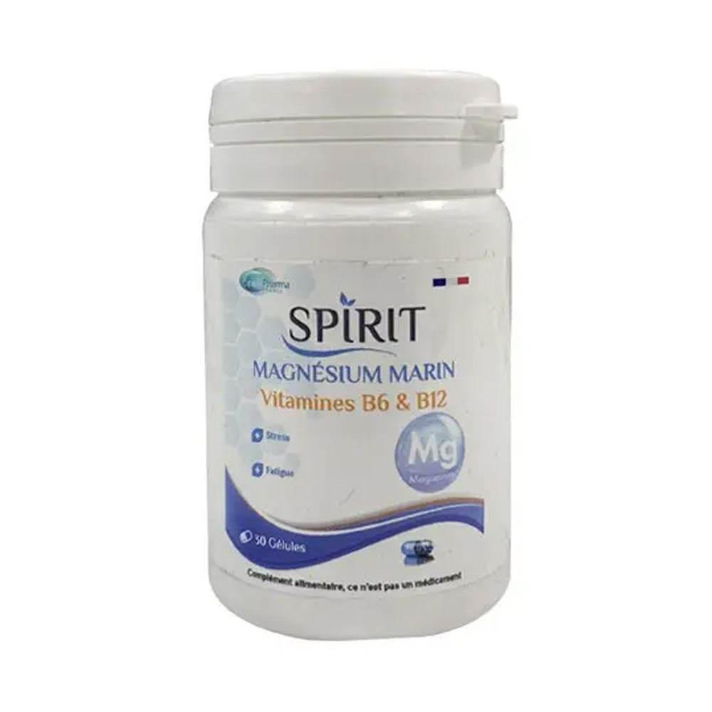 SPIRIT Magnésium Marin Vitamine B6 B12 30 Gélules Origine Océanique Anti-Stress Fatigue Système Nerveux Cure 30 Jours SPIRIT Magnésium Marin Vitamine B6 B12 30 Gélules Origine Océanique Anti-Stress Fatigue Système Nerveux Cure 30 Jours