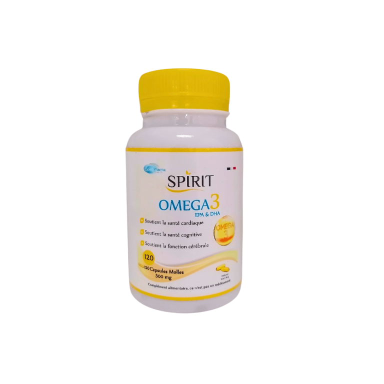 Spirit Omega 3 120 Capsules 500mg - EPA DHA Cœur Cerveau Vision Format Économique