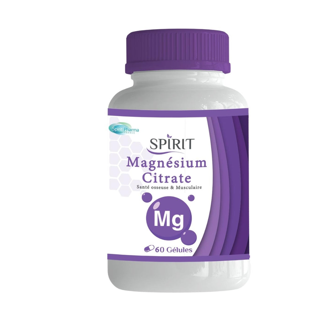 SPIRIT Magnésium Citrate 60 Gélules Stress Sommeil Muscles Énergie Haute Absorption SPIRIT Magnésium Citrate 60 Gélules Stress Sommeil Muscles Énergie Haute Absorption