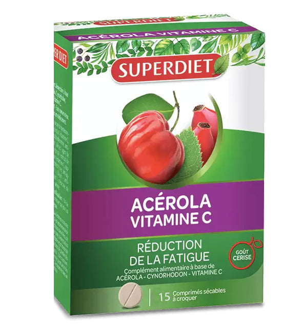SUPER DIET ACÉROLA VIT C Tube 15 Comprimés À Croquer SUPER DIET ACÉROLA VIT C Tube 15 Comprimés À Croquer