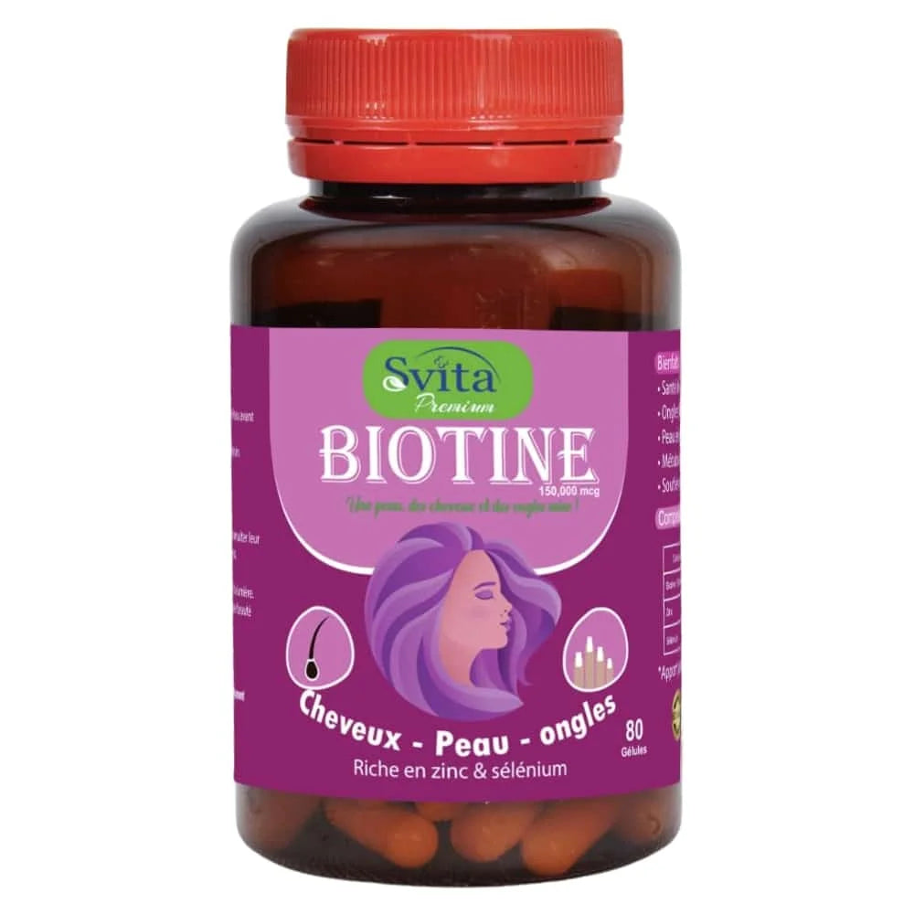 Svita Premium Biotine Cheveux, Peau et Ongles Gélules - 80 Gélules Svita Premium Biotine Cheveux, Peau et Ongles Gélules - 80 Gélules
