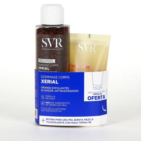 SVR XERIAL Gommage Corps 100g + TOPIALYSE Huile Lavante 55ml Offerte Coffret Exfoliant Hydratant SVR XERIAL Gommage Corps 100g + TOPIALYSE Huile Lavante 55ml Offerte Coffret Exfoliant Hydratant