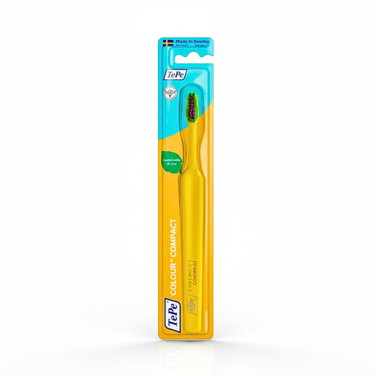 TEPE Colour Compact Brosse à Dents Jaune Extra-Soft Tête Compacte Gencives Très Sensibles
