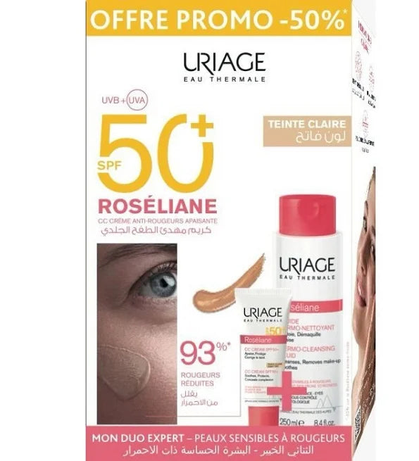 URIAGE ROSÉLIANE CC CREAM SPF50 TEINTE CLAIRE = Fluide Dermo-Nettoyant offert URIAGE ROSÉLIANE CC CREAM SPF50 TEINTE CLAIRE = Fluide Dermo-Nettoyant offert