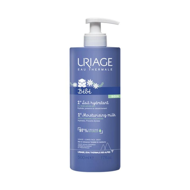 URIAGE Bébé 1er Lait Hydratant 500ml - Soin Hydratant Végane Texture Fondante Format Familial