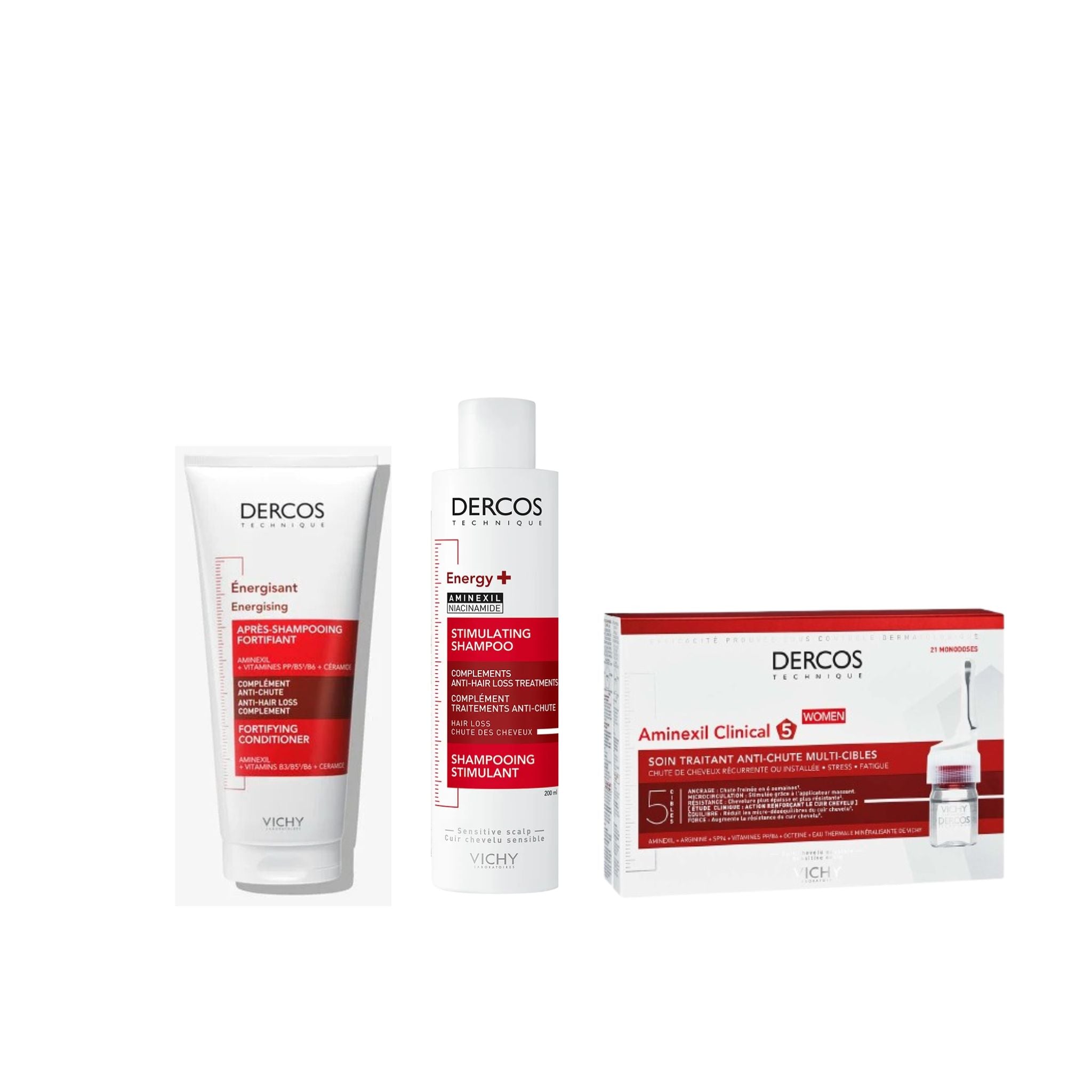 VICHY Dercos Routine Anti-Chute Pack Complet Aminexil Shampoing Ampoules Traitement Chute Cheveux VICHY Dercos Routine Anti-Chute Pack Complet Aminexil Shampoing Ampoules Traitement Chute Cheveux