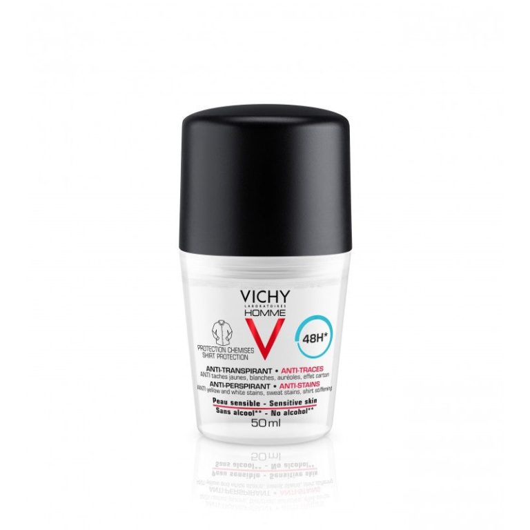 Vichy Homme Déodorant Bille anti-Traces 48H Protection Chemises Peau