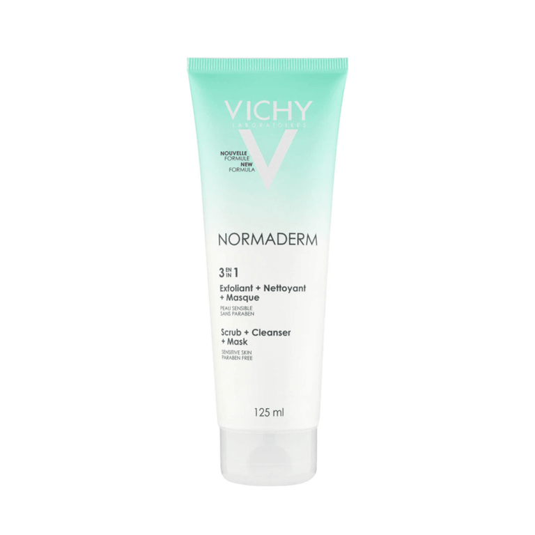 VICHY Normaderm 3 en 1 Exfoliant Nettoyant Masque Peaux à Imperfections 125ml
