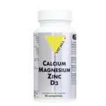 VITALL+ Calcium Magnésium Zinc D3 90 Comprimés Complément Alimentaire Os Dents Immunité