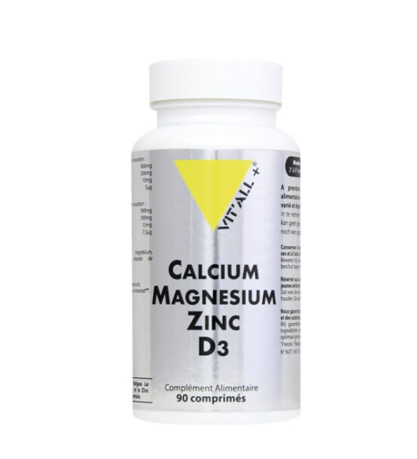 VITALL+ Calcium Magnésium Zinc D3 90 Comprimés Complément Alimentaire Os Dents Immunité VITALL+ Calcium Magnésium Zinc D3 90 Comprimés Complément Alimentaire Os Dents Immunité