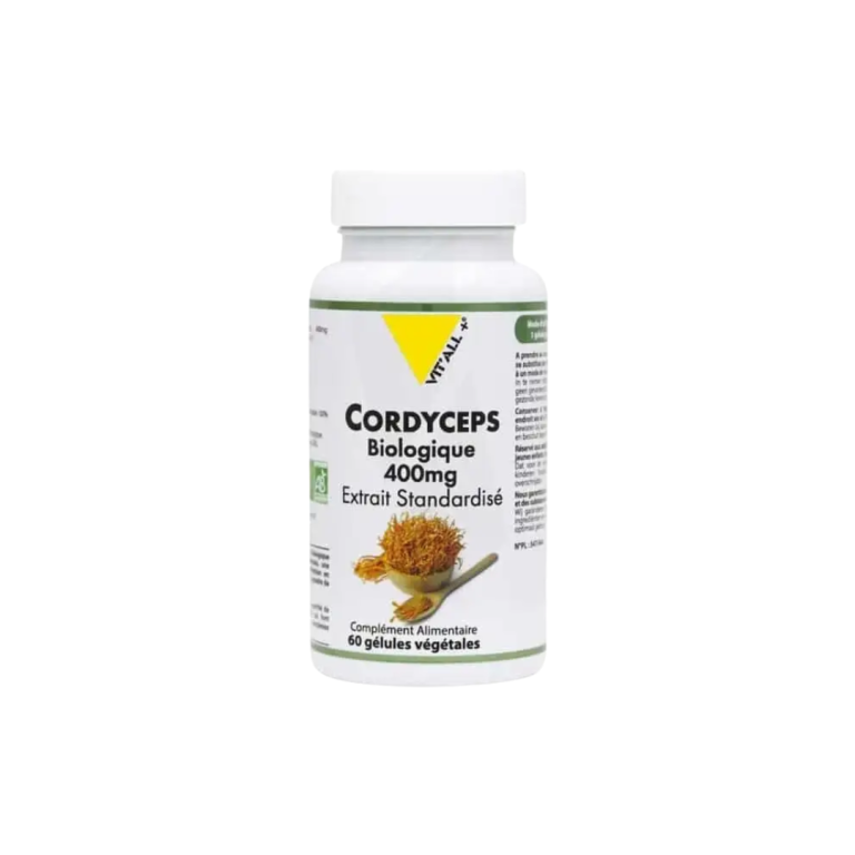 VITALL+ Cordyceps Biologique 400mg 60 Gélules Complément Alimentaire Énergie Vitalité Immunité