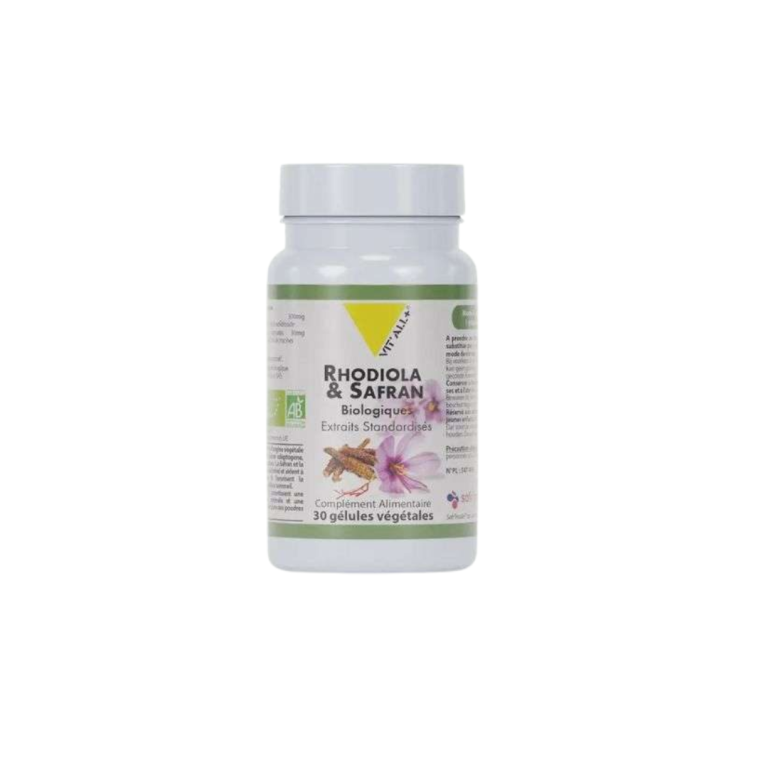 VITALL PLUS Rhodiola & Safran 30 Gélules Complément Alimentaire Anti-Stress Équilibrée Énergie Vitalité