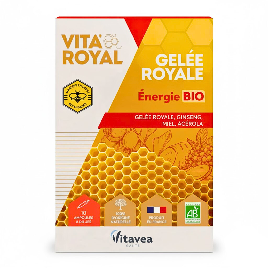 VITAVEA Vita Royal Énergie Bio 10 Ampoules 10ml Complément Alimentaire Anti-Fatigue Gelée Royale Vitalité VITAVEA Vita Royal Énergie Bio 10 Ampoules 10ml Complément Alimentaire Anti-Fatigue Gelée Royale Vitalité
