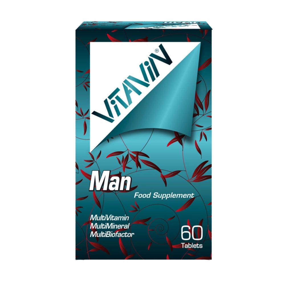 VITAVIN Man Multivitamine 60 Comprimés Homme Énergie Vitalité Immunité Antioxydants Oleuropéine Resvératrol Complément Alimentaire VITAVIN Man Multivitamine 60 Comprimés Homme Énergie Vitalité Immunité Antioxydants Oleuropéine Resvératrol Complément Alimentaire
