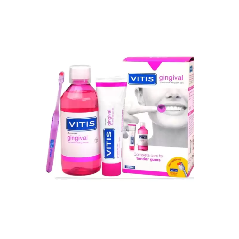 Vitis Gingival Dentifrice 75ml + Bain de Bouche 500ml + Brosse à Dent