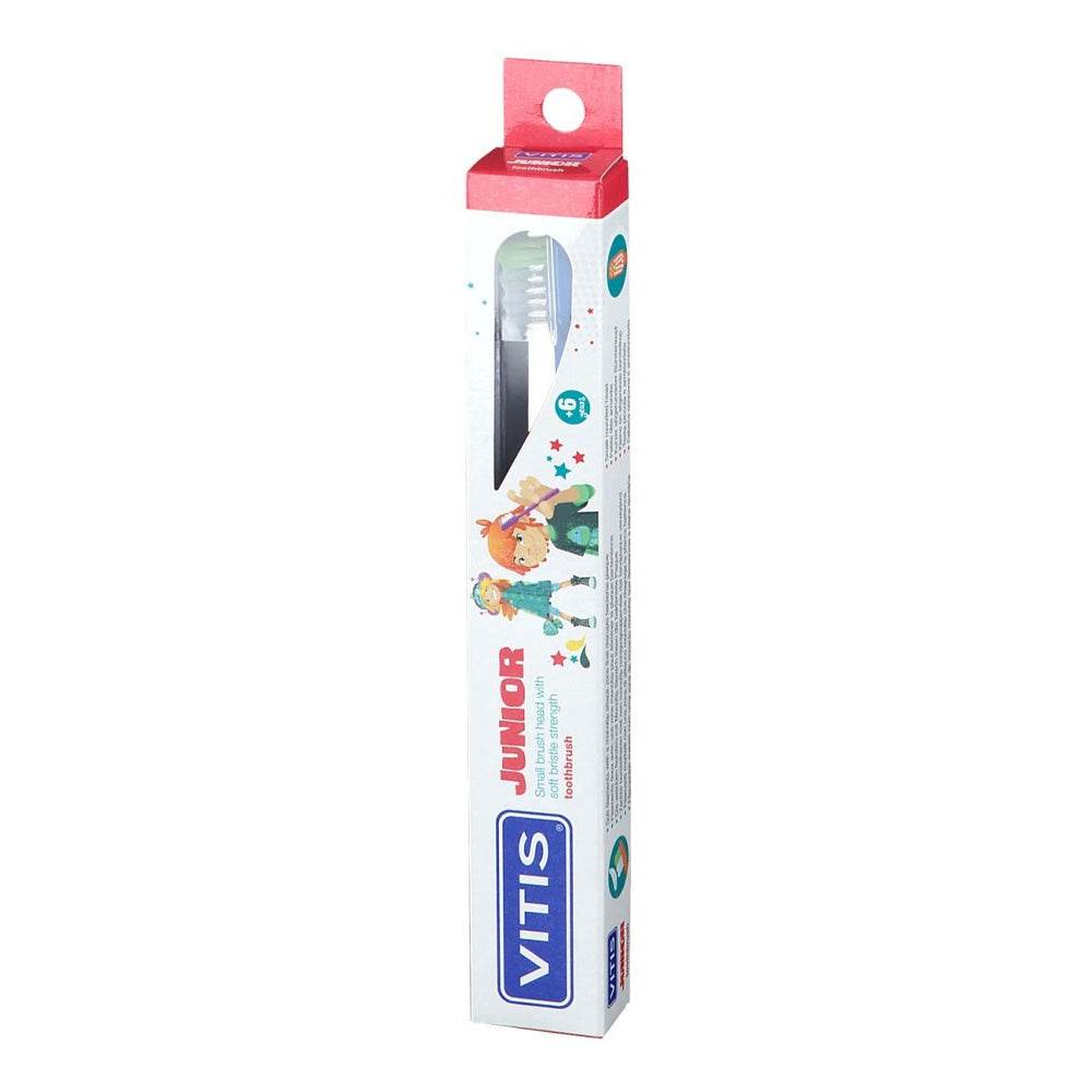 VITIS Brosse À Dent Junior +6ans Enfants Brins Souples Tête Petite Manche Ergonomique Hygiène Quotidienne VITIS Brosse À Dent Junior +6ans Enfants Brins Souples Tête Petite Manche Ergonomique Hygiène Quotidienne