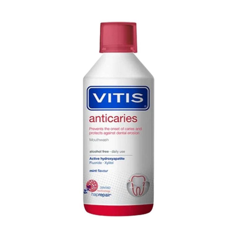 VITIS Bain De Bouche Anti-Caries 500ml Triple Action Prévention Caries Reminéralisant Renforce Émail