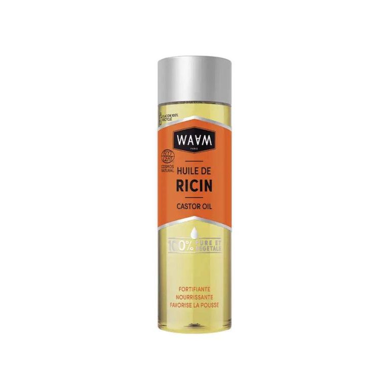 WAAM Huile de Ricin Certifiée BIO 75ml Huile Végétale Pure Soin Cheveux Cils Sourcils Ongles Croissance Fortifiante Naturelle