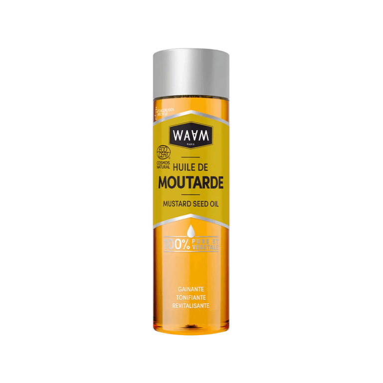 WAAM Huile de Moutarde Certifiée BIO 75ml Huile Végétale Pure Stimulante Croissance Cheveux Anti-Chute Circulation Cuir Chevelu