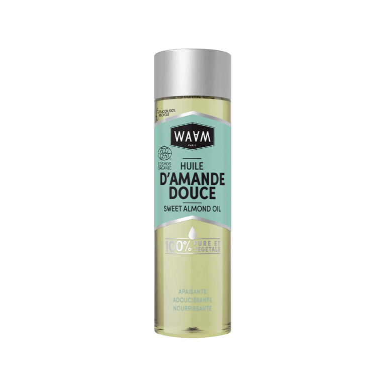 WAAM Huile d&rsquo;Amande Douce Certifiée BIO 100ml Huile Végétale Pure Soin Visage Corps Bébé Apaisante Adoucissante Naturelle