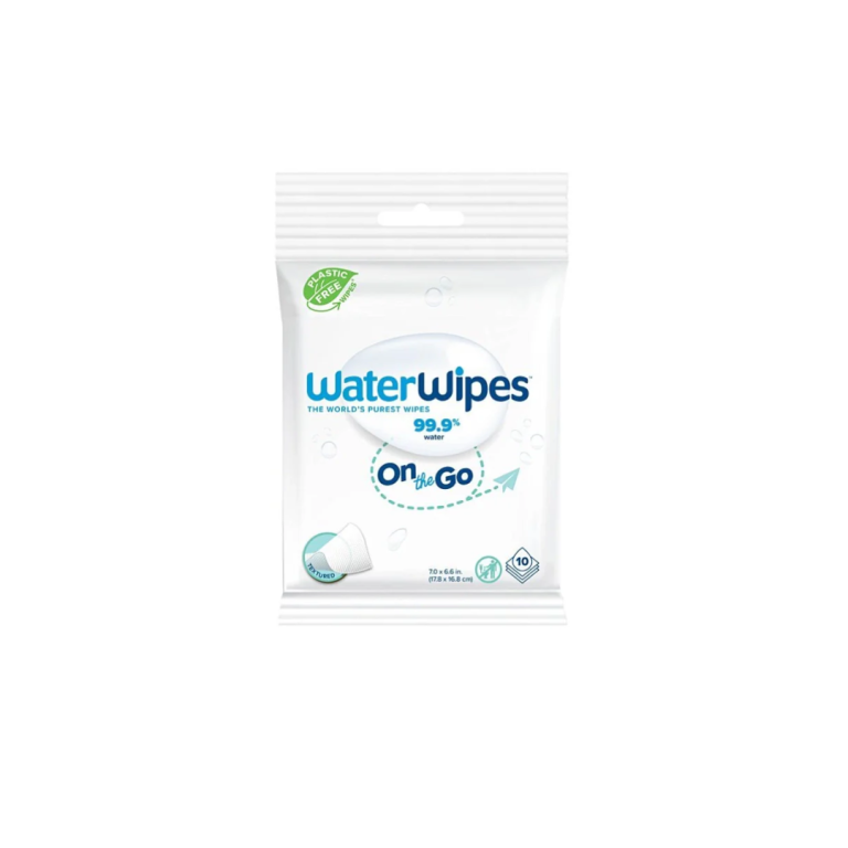 WATERWIPES On the Go Lingettes 10 Pièces Format Voyage Bébé Peaux Sensibles