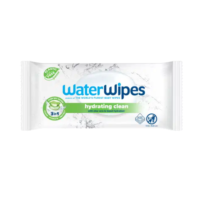 WATERWIPES Lingettes Hydrating Clean Aloe Vera 48 Pièces Bébé Peaux Sensibles