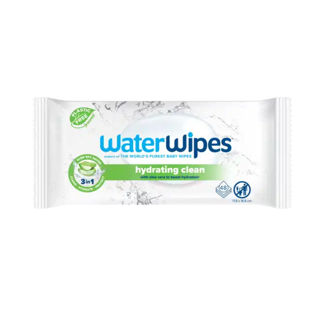 WATERWIPES Lingettes Hydrating Clean Aloe Vera 48 Pièces Bébé Peaux Sensibles WATERWIPES Lingettes Hydrating Clean Aloe Vera 48 Pièces Bébé Peaux Sensibles