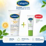 CETAPHIL Pack Solaire SPF50+ Lotion 100ml + Baume Lèvres 8ml Protection Haute Peaux Sensibles