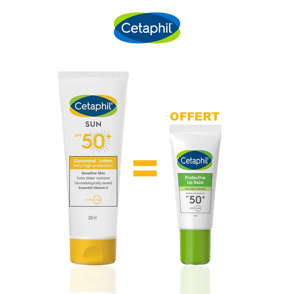 CETAPPHIL_1 CETAPHIL SUN LOTION SPF50+ 100ML + BAUME À LÈVRES – Image 1