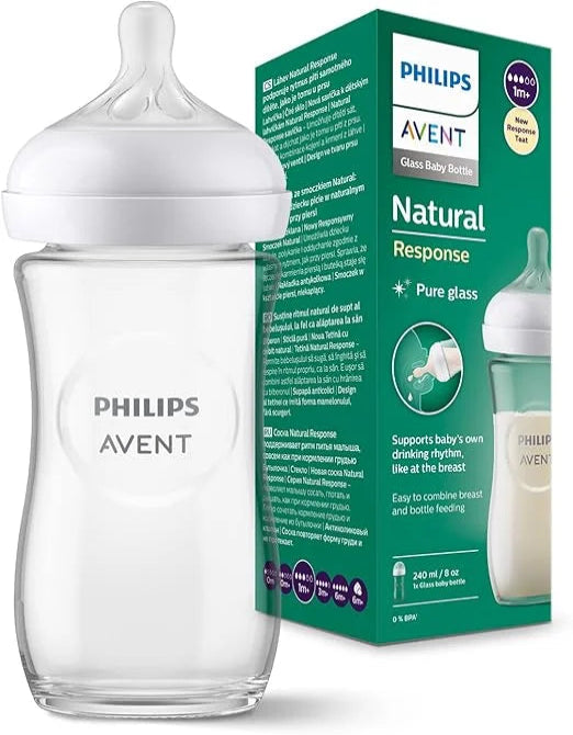 Carroussel1-BIBERON-NATURAL-EN-VERRE-3.0-TEAT-1M-260ML-1-nova-para-pharmacie-maroc-prix-livraison AVENT Biberon Verre Natural Response 260ml 1m+ – Image 1