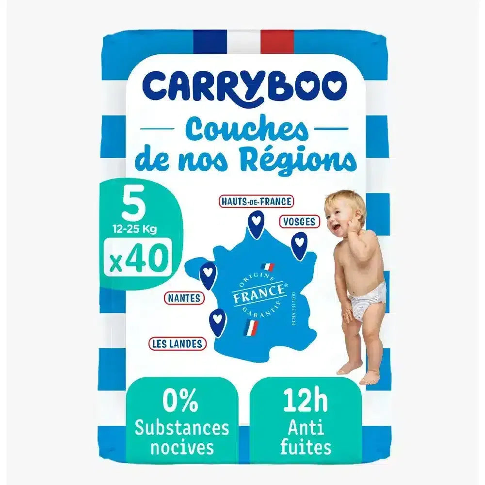 Carryboo-Couches-Ecologiques-Taille-5-12-25kg-40-unites-bebemaman-nova-para-pharmacie-maroc-prix-livraison CARRYBOO Couches T5 12-25kg 40 Unités Couches Écologiques Bébé Hypoallergéniques Absorption – Image 1