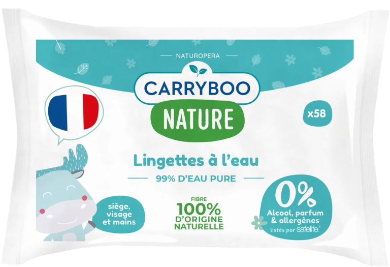 CARRYBOO Lingettes À L'Eau Pure Calendula 58 Pièces Bébé Naturelles Peaux Sensibles - photo 2